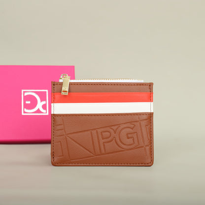 Fashion Retro PG Women's Wallet, Button Folding Monogram Bag, Metal Zipper Leather Purse, Card Organizer Wallet