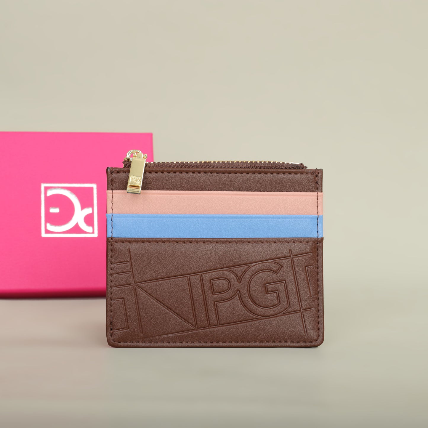 Fashion Retro PG Women's Wallet, Button Folding Monogram Bag, Metal Zipper Leather Purse, Card Organizer Wallet