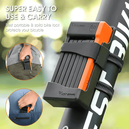 West Biking Heavy Duty Folding Bike Lock With Mount 1