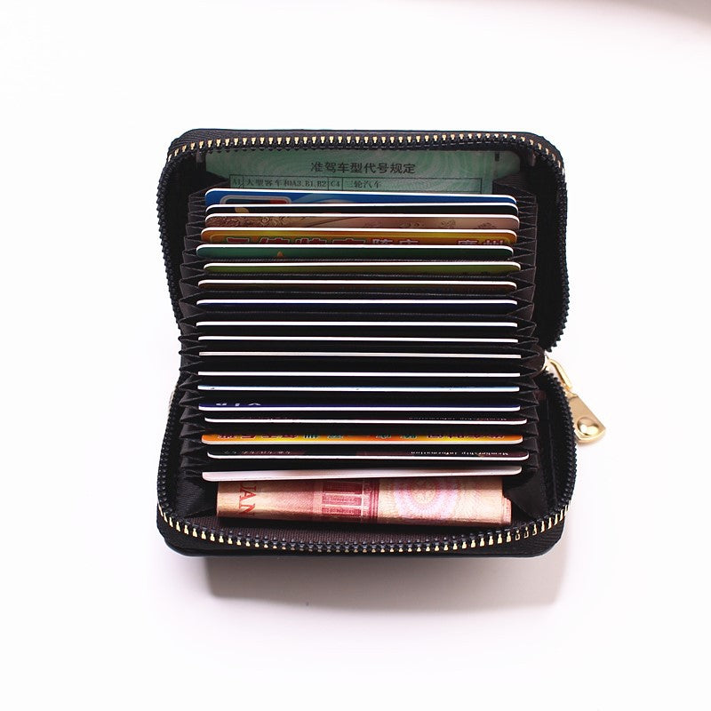 PU Leather Business Card Holder Wallet, Gray Credit Card Case for Men Women, 9 Slot ID Organizer Coin Purse