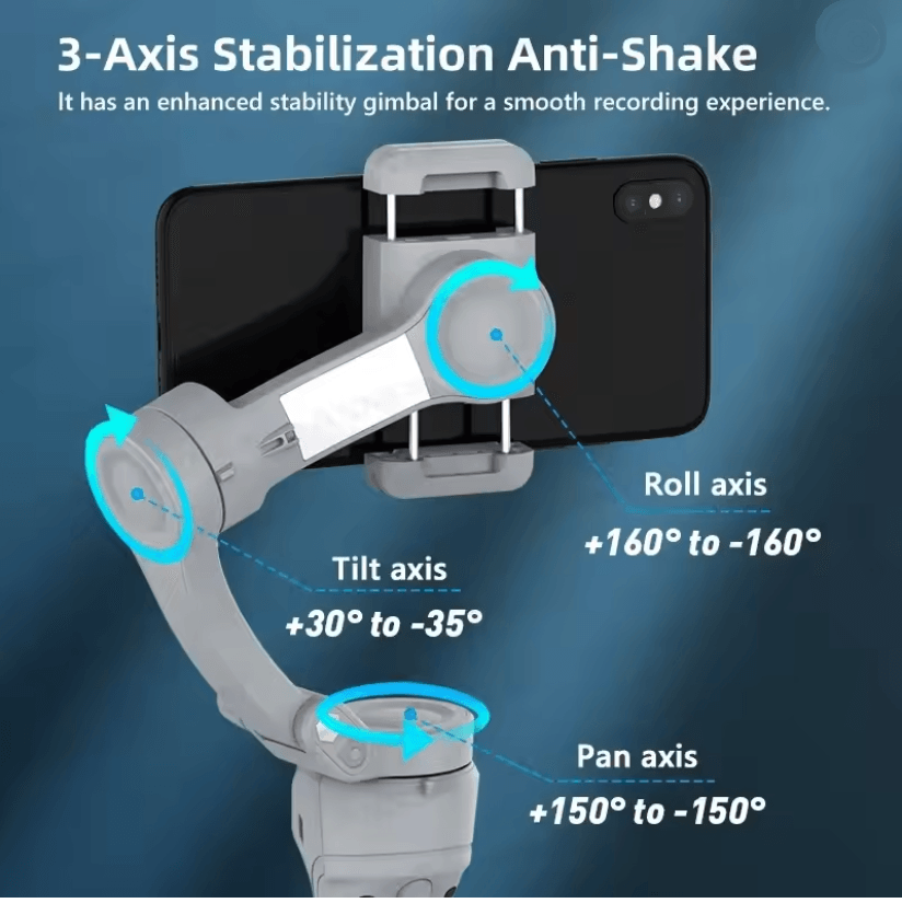 HQ6 3 Axis Smartphone Gimbal With Built In Fill Light And Face Tracking 1