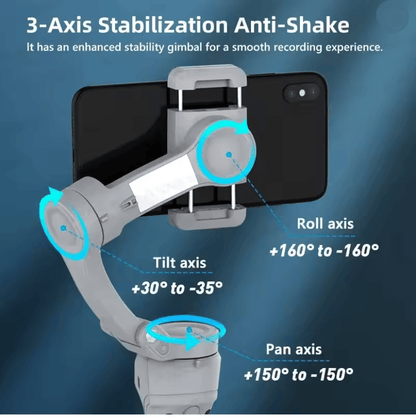 HQ6 3 Axis Smartphone Gimbal With Built In Fill Light And Face Tracking 1