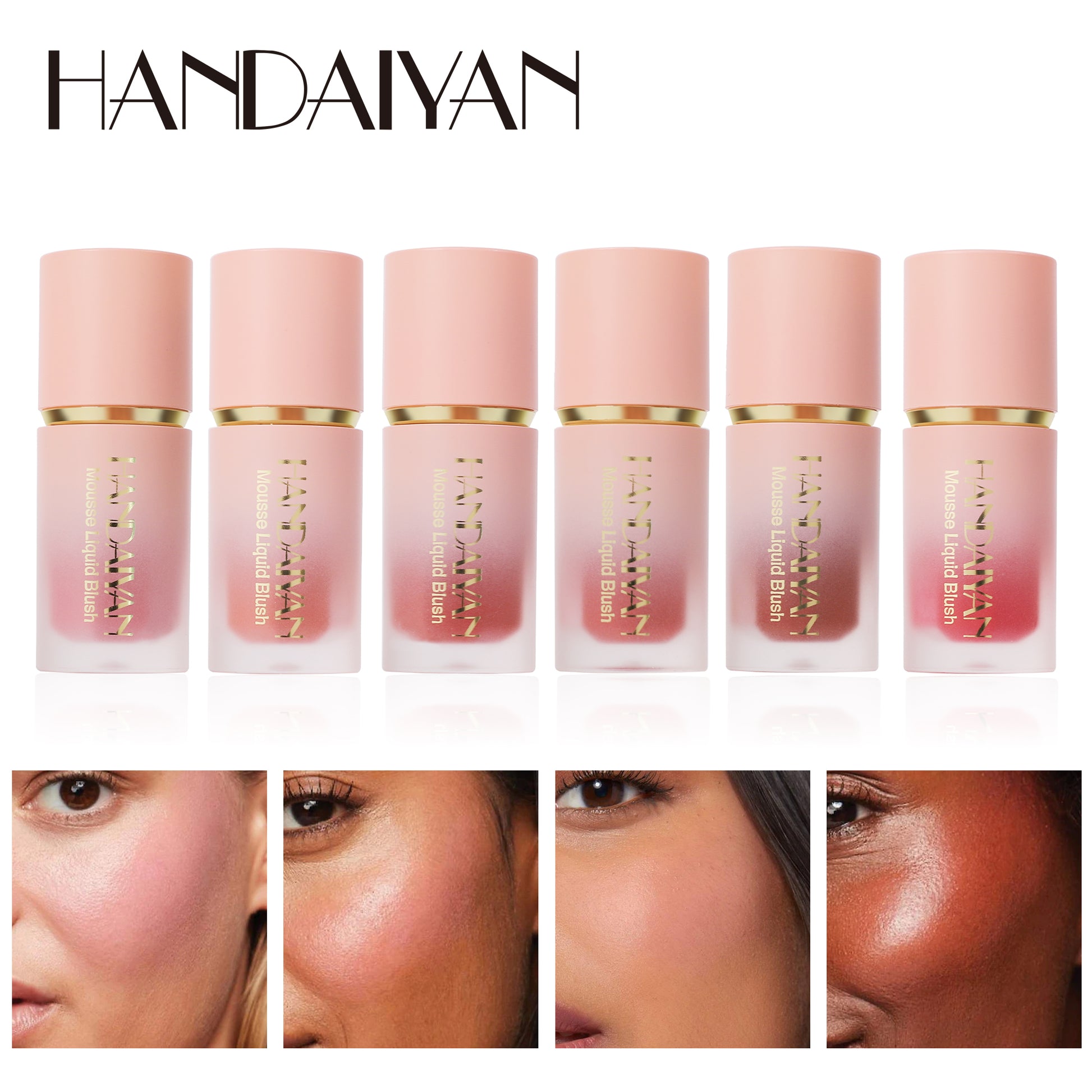 Easy to Apply Colour Matte Liquid Blush, Waterproof Long Lasting Formula, Blush Sponge Brush Head, Natural Cheek Tint