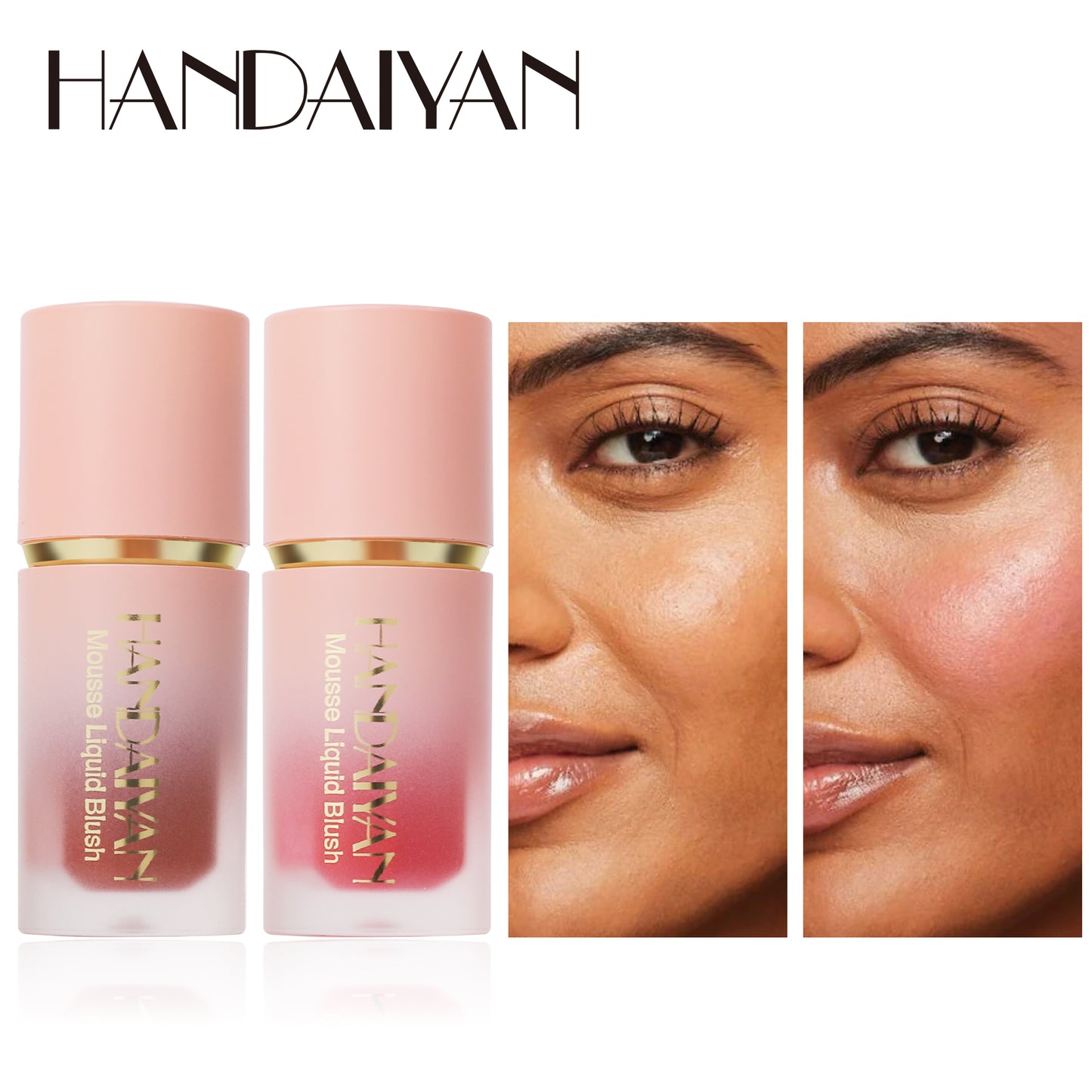 Easy to Apply Colour Matte Liquid Blush, Waterproof Long Lasting Formula, Blush Sponge Brush Head, Natural Cheek Tint