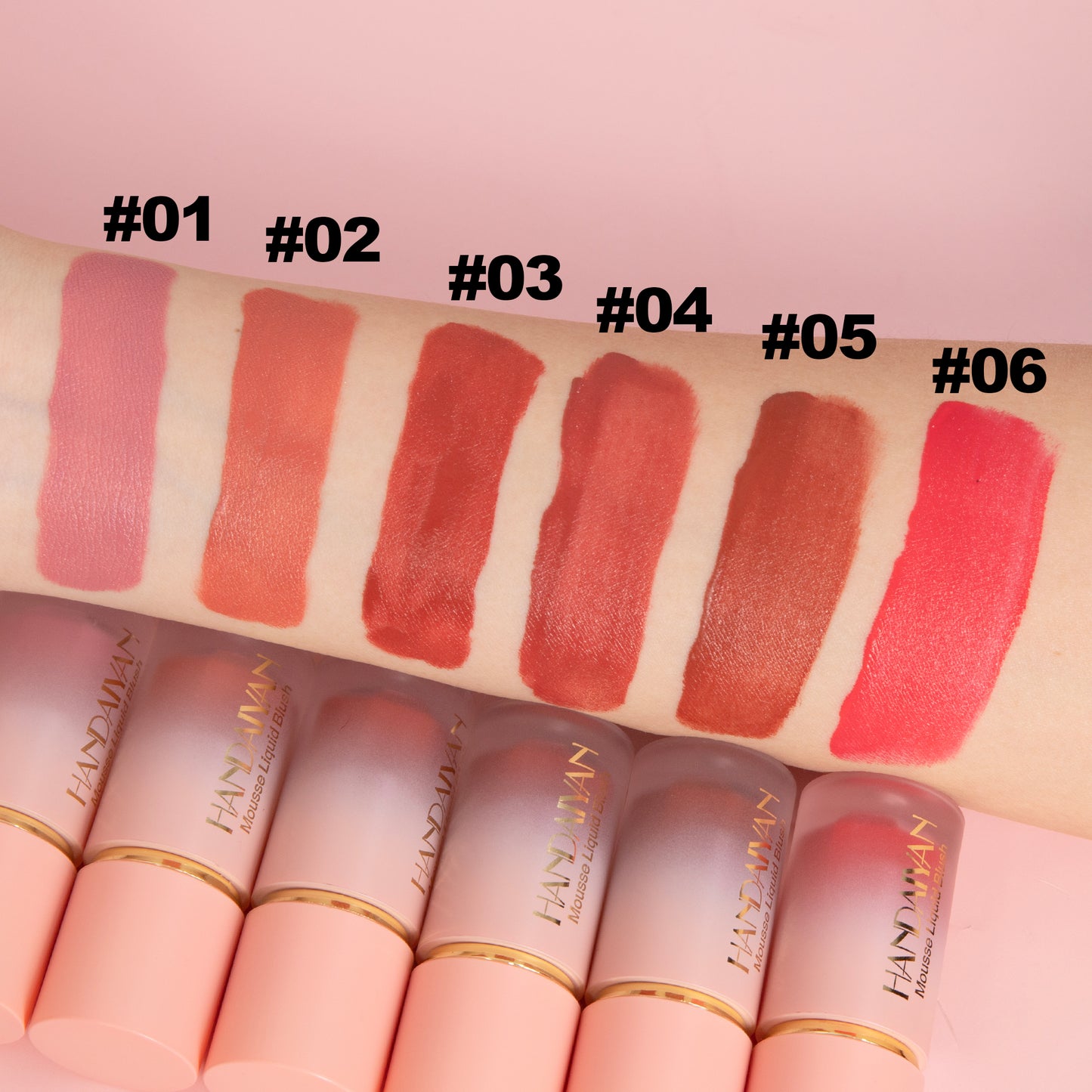 Easy to Apply Colour Matte Liquid Blush, Waterproof Long Lasting Formula, Blush Sponge Brush Head, Natural Cheek Tint