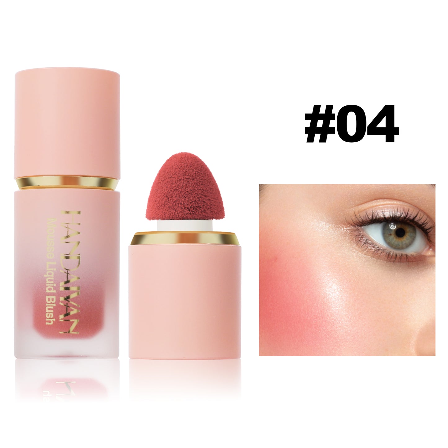 Easy to Apply Colour Matte Liquid Blush, Waterproof Long Lasting Formula, Blush Sponge Brush Head, Natural Cheek Tint