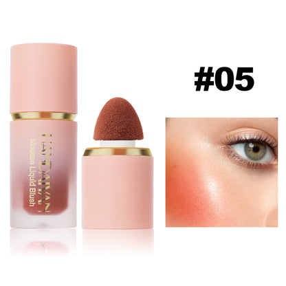 Easy to Apply Colour Matte Liquid Blush, Waterproof Long Lasting Formula, Blush Sponge Brush Head, Natural Cheek Tint