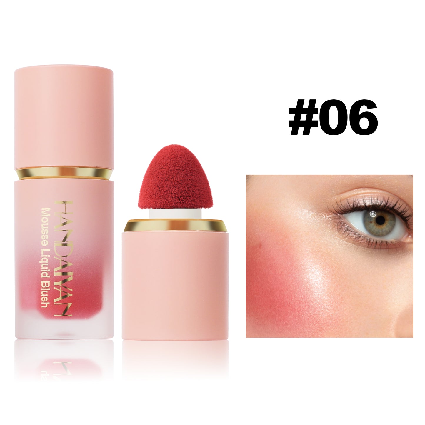 Easy to Apply Colour Matte Liquid Blush, Waterproof Long Lasting Formula, Blush Sponge Brush Head, Natural Cheek Tint