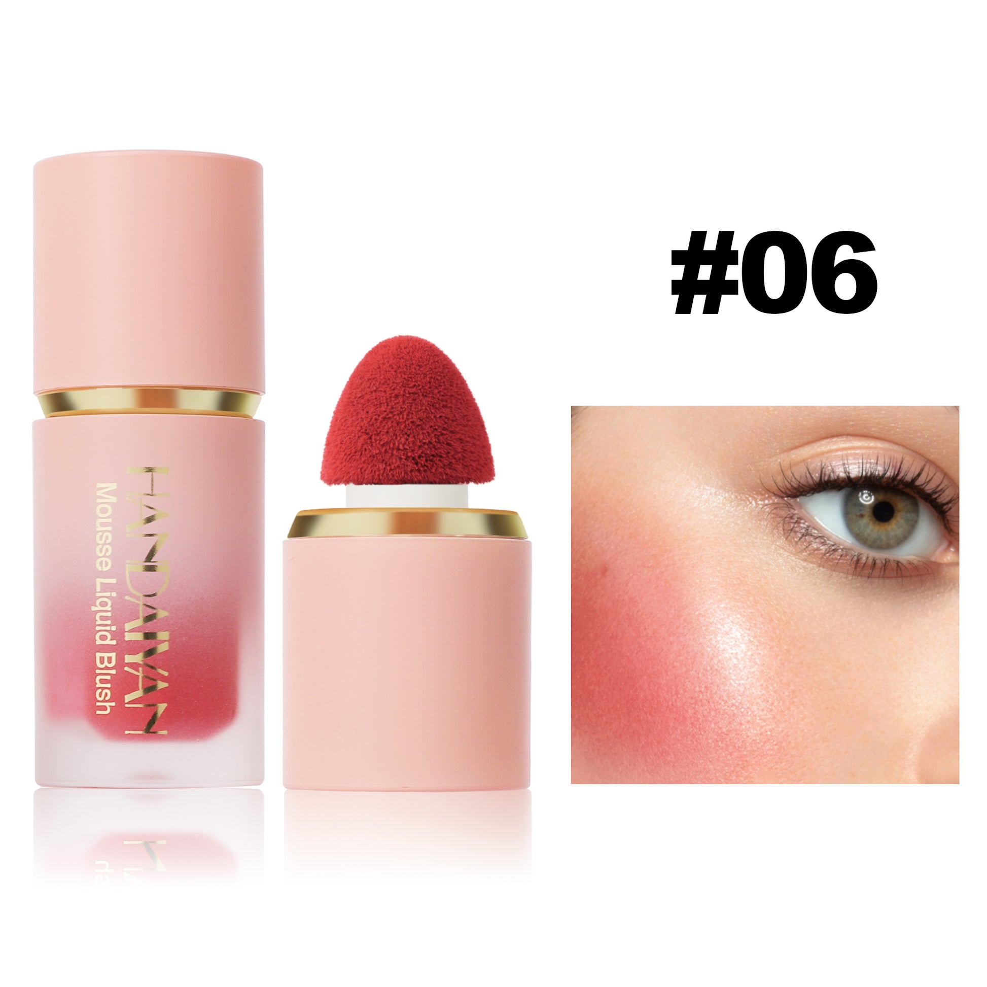 Easy to Apply Colour Matte Liquid Blush, Waterproof Long Lasting Formula, Blush Sponge Brush Head, Natural Cheek Tint