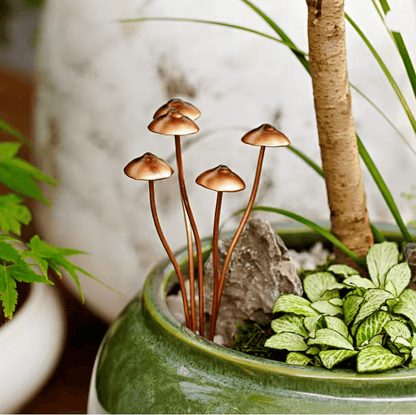 Rustic Metal Mushroom Garden Stakes Set
