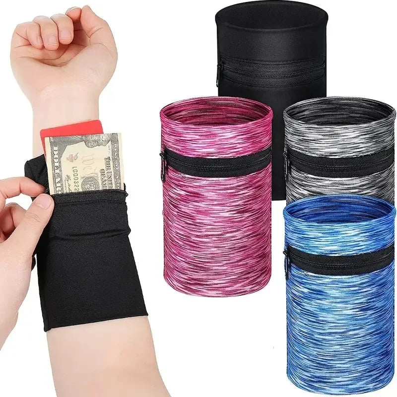 Fitness Wrist Wallet Pouch with Zipper for Running, Gym, Cycling, Mini Unisex Cotton Coin Purse Wristband