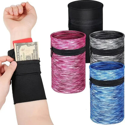 Fitness Wrist Wallet Pouch with Zipper for Running, Gym, Cycling, Mini Unisex Cotton Coin Purse Wristband