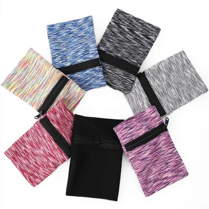 Fitness Wrist Wallet Pouch with Zipper for Running, Gym, Cycling, Mini Unisex Cotton Coin Purse Wristband