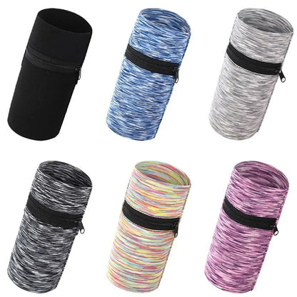 Fitness Wrist Wallet Pouch with Zipper for Running, Gym, Cycling, Mini Unisex Cotton Coin Purse Wristband