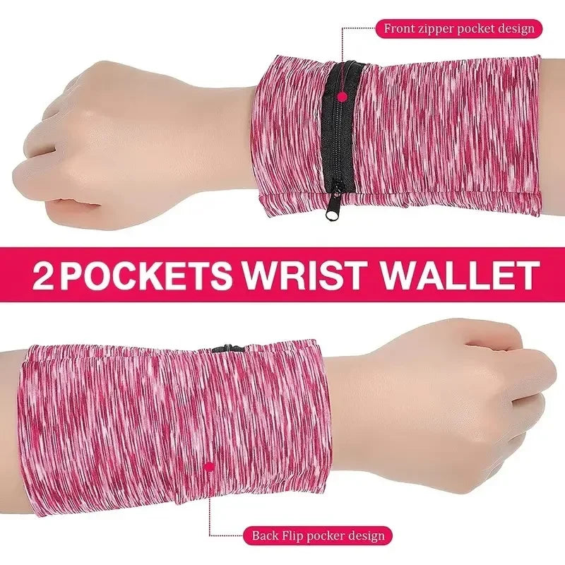 Fitness Wrist Wallet Pouch with Zipper for Running, Gym, Cycling, Mini Unisex Cotton Coin Purse Wristband