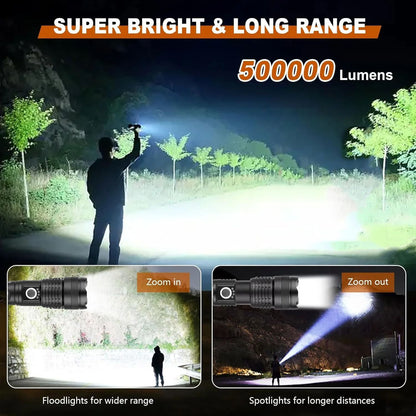 Rechargeable LED Tactical Flashlight With Telescopic Zoom For Outdoor Camping Or Fishing 1