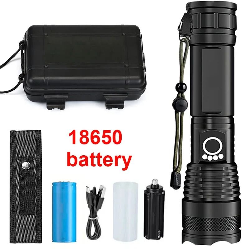 Rechargeable LED Tactical Flashlight With Telescopic Zoom For Outdoor Camping Or Fishing 9