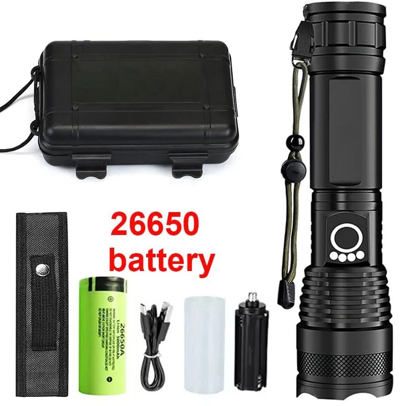 Rechargeable LED Tactical Flashlight With Telescopic Zoom For Outdoor Camping Or Fishing 10