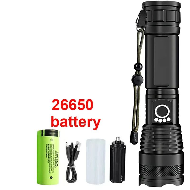 Rechargeable LED Tactical Flashlight With Telescopic Zoom For Outdoor Camping Or Fishing 8