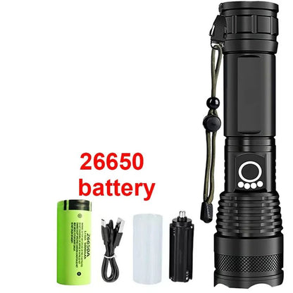 Rechargeable LED Tactical Flashlight With Telescopic Zoom For Outdoor Camping Or Fishing 8