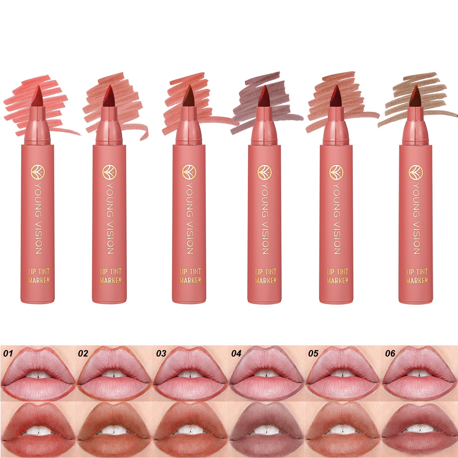 Lip Tint Pen, Matte Water Lipstick, Non Stick Cup Formula, Long Lasting Wear, Smooth Lip Liner and Lip Stain Combo