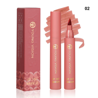 Lip Tint Pen, Matte Water Lipstick, Non Stick Cup Formula, Long Lasting Wear, Smooth Lip Liner and Lip Stain Combo