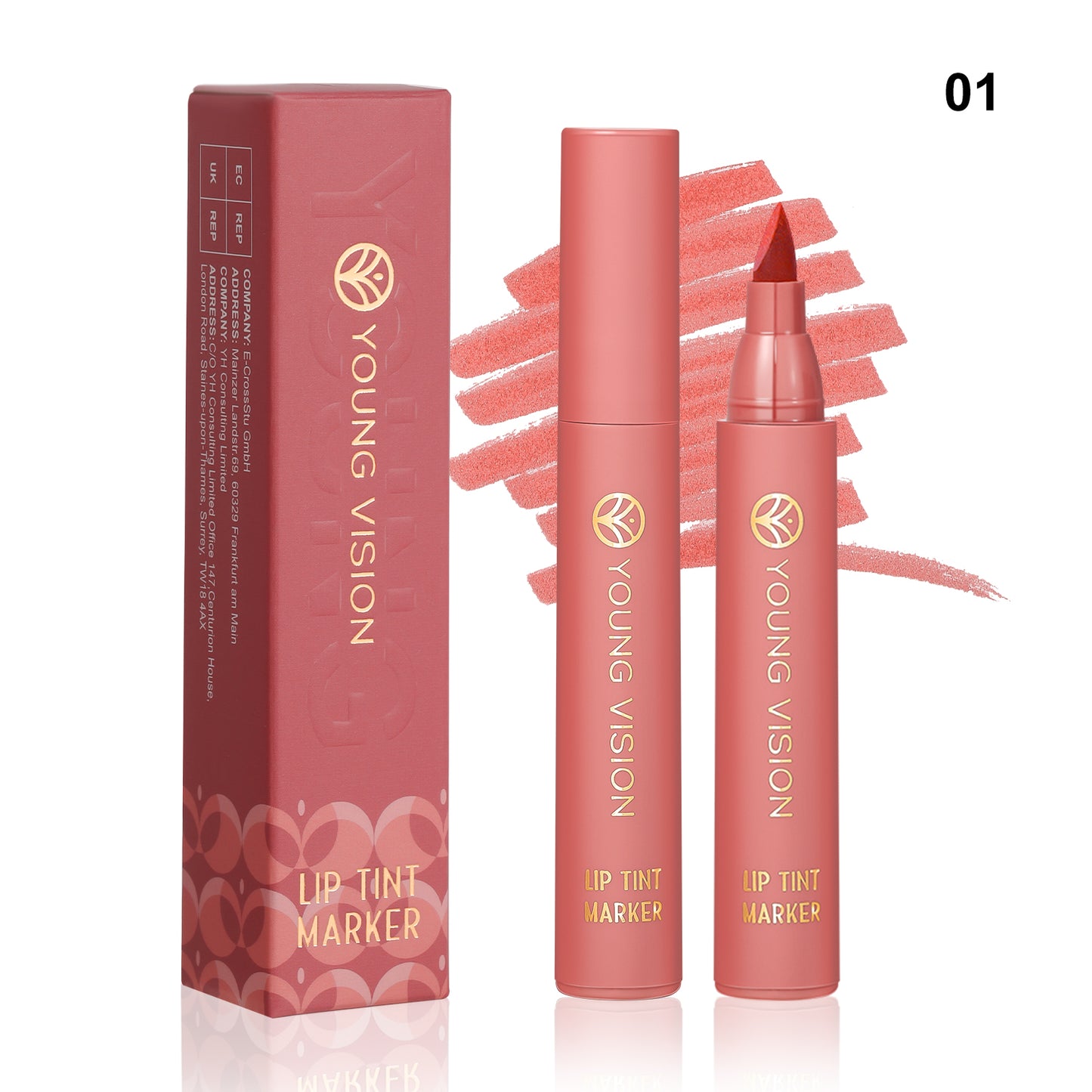 Lip Tint Pen, Matte Water Lipstick, Non Stick Cup Formula, Long Lasting Wear, Smooth Lip Liner and Lip Stain Combo