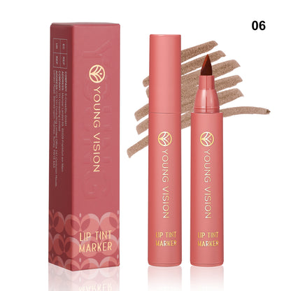 Lip Tint Pen, Matte Water Lipstick, Non Stick Cup Formula, Long Lasting Wear, Smooth Lip Liner and Lip Stain Combo