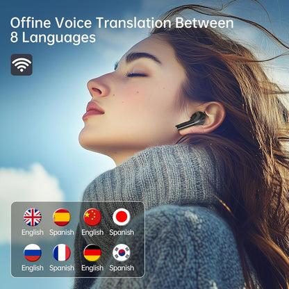 AI Translator Earbuds 144 Languages, Offline Hebrew Translation Device, Real-Time Earphones for Travel and Learning