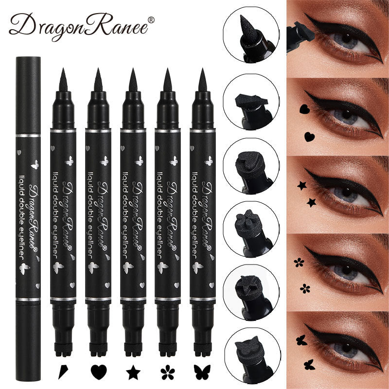 Double head Star Seal Eyeliner, Waterproof Non-smudging Liquid Pen, Novice Heart Plum Stamp, Tail Precision