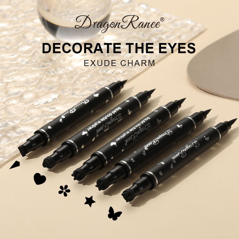 Double head Star Seal Eyeliner, Waterproof Non-smudging Liquid Pen, Novice Heart Plum Stamp, Tail Precision