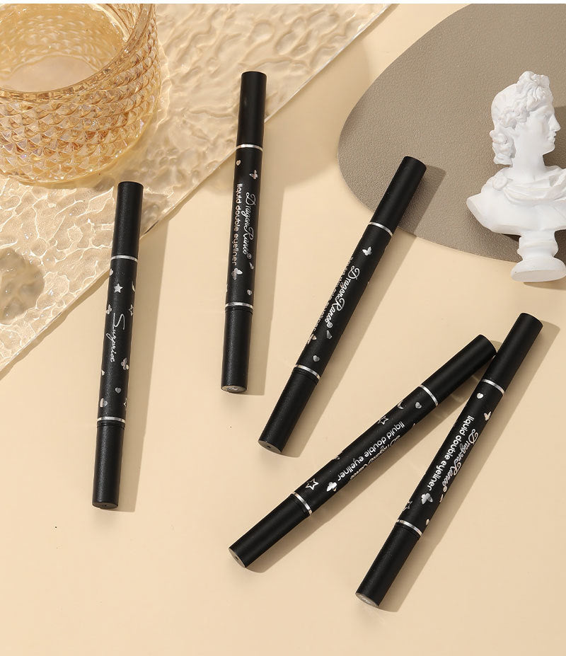 Double head Star Seal Eyeliner, Waterproof Non-smudging Liquid Pen, Novice Heart Plum Stamp, Tail Precision