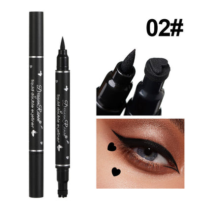 Double head Star Seal Eyeliner, Waterproof Non-smudging Liquid Pen, Novice Heart Plum Stamp, Tail Precision