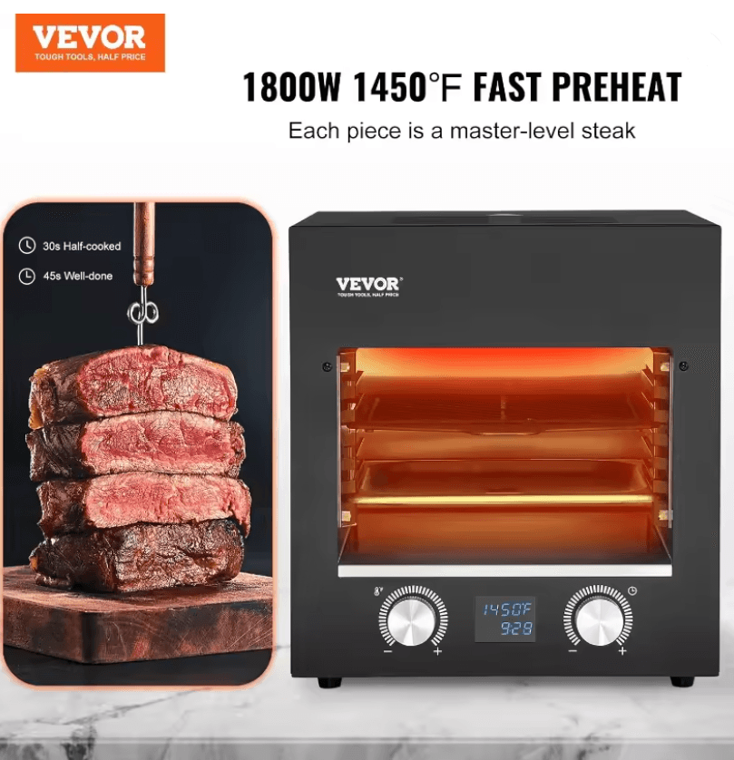 Vevor 1800W Infrared Electric Steak Grill With Adjustable Rack 1