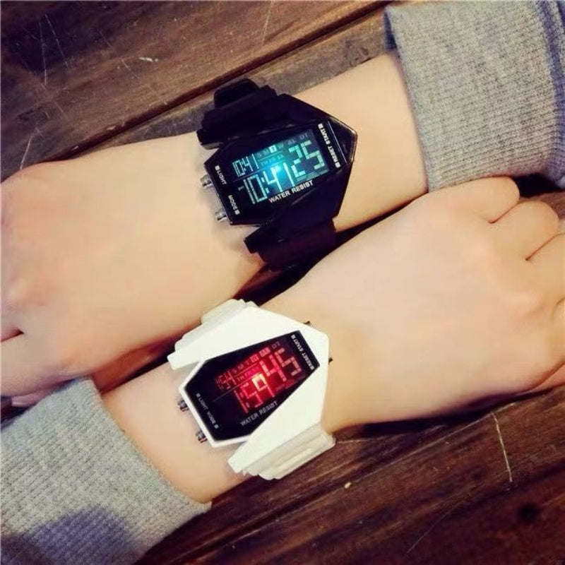 Junior High School Boys Girls Sports Electronic Watch Multi Function Aircraft Style Digital Wristwa 2