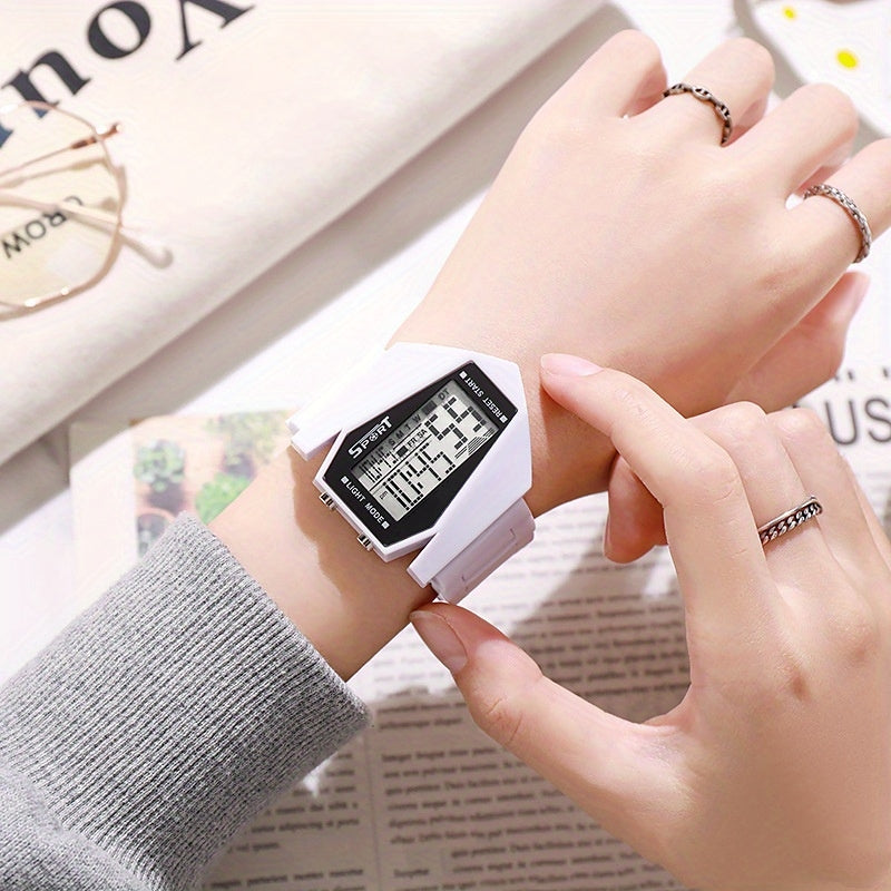 Junior High School Boys Girls Sports Electronic Watch Multi Function Aircraft Style Digital Wristwa 6