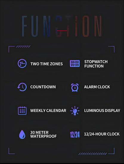 Multifunctional Mens Watch Business Sports, Fashion Electronic Wristwatch, Waterproof Silicone Strap Alarm Clock