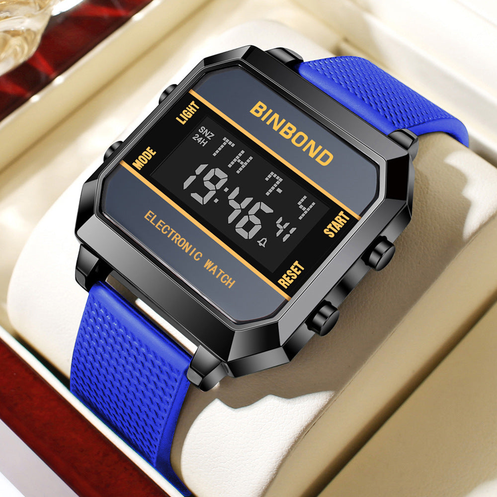 Multifunctional Mens Watch Business Sports, Fashion Electronic Wristwatch, Waterproof Silicone Strap Alarm Clock