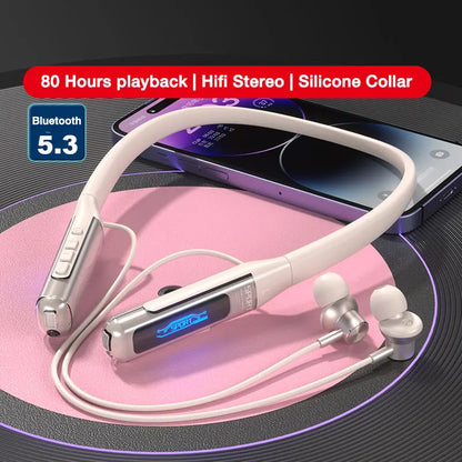 Bluetooth Wireless Headphones 80 Hours, Neckband Earphones with Microphone, Bluetooth 5.3 Bass Stereo Sound