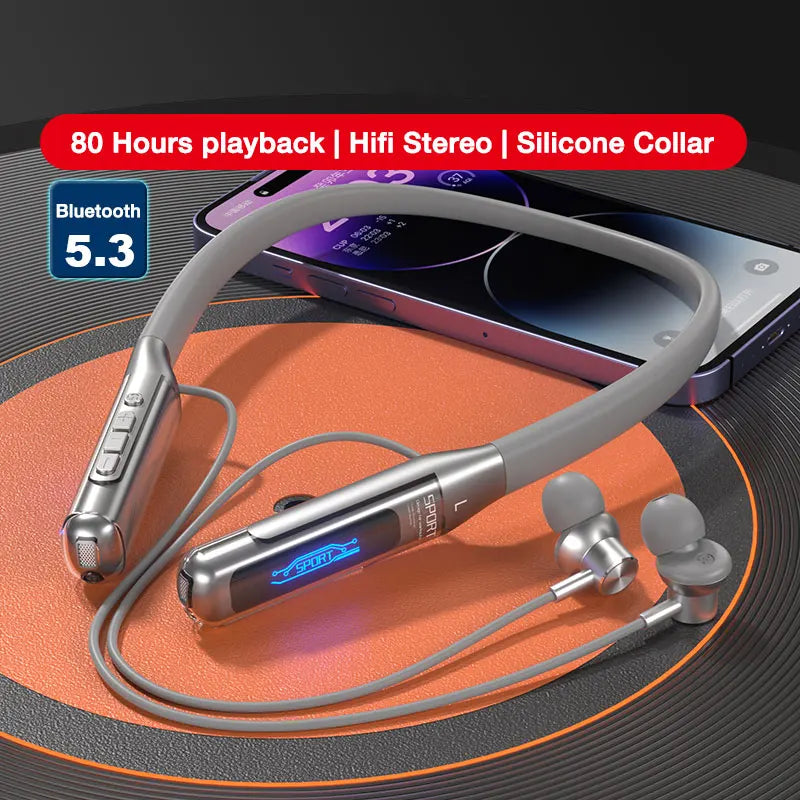 Bluetooth Wireless Headphones 80 Hours, Neckband Earphones with Microphone, Bluetooth 5.3 Bass Stereo Sound