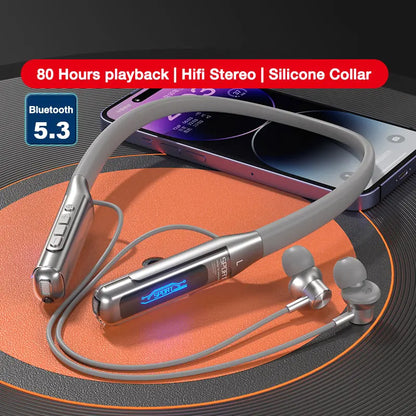 Bluetooth Wireless Headphones 80 Hours, Neckband Earphones with Microphone, Bluetooth 5.3 Bass Stereo Sound