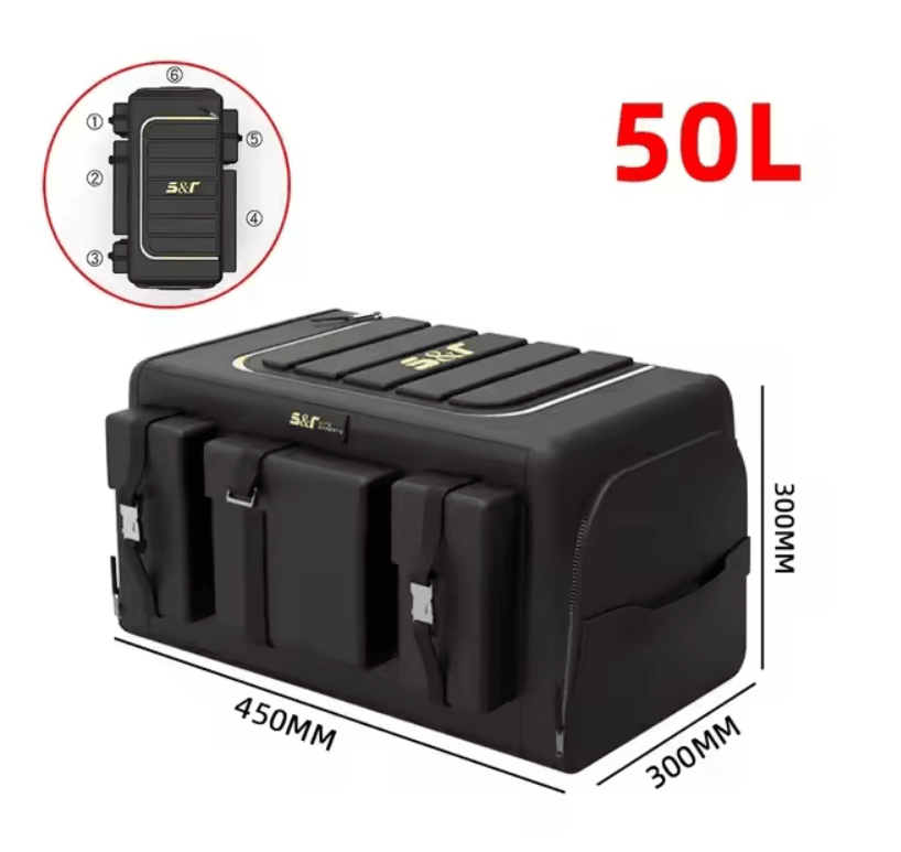 Large 70L Foldable Car Trunk Storage Box With Lid And Divider 4