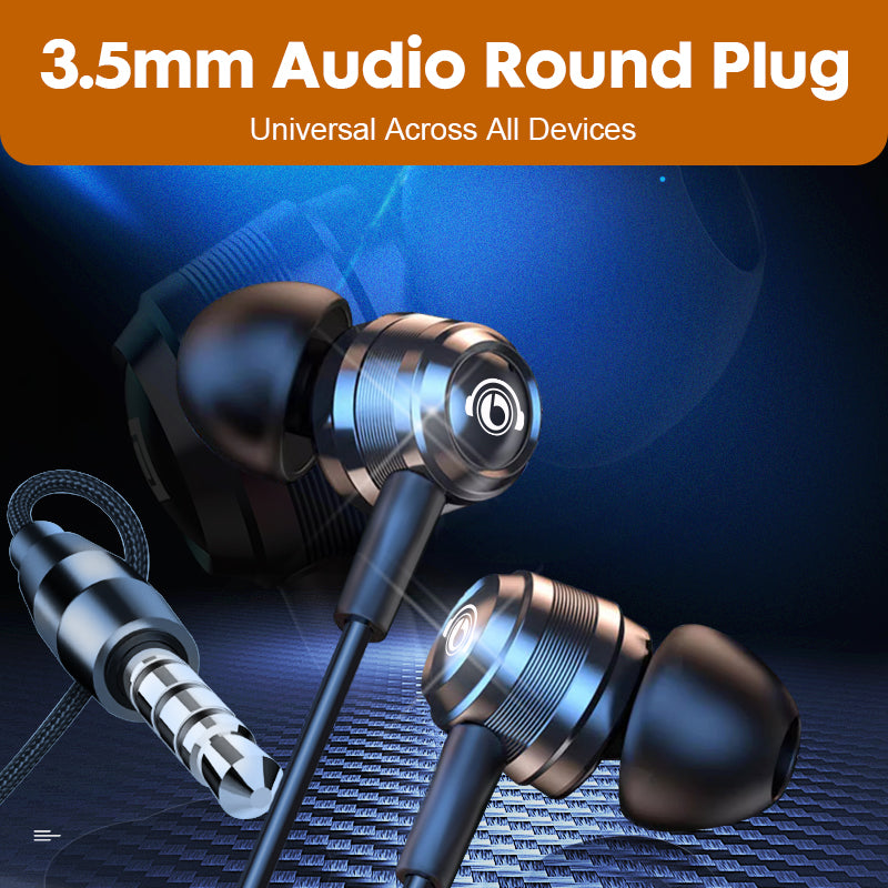 HiFi Stereo Wired Earbuds with Type-C and 3.5mm, In Ear Headphones, Mic, Metal Build for Superior Sound