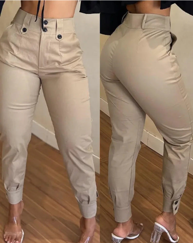 Womens High Waist Cargo Capris Skinny Fit, Zipper Fly & Pockets