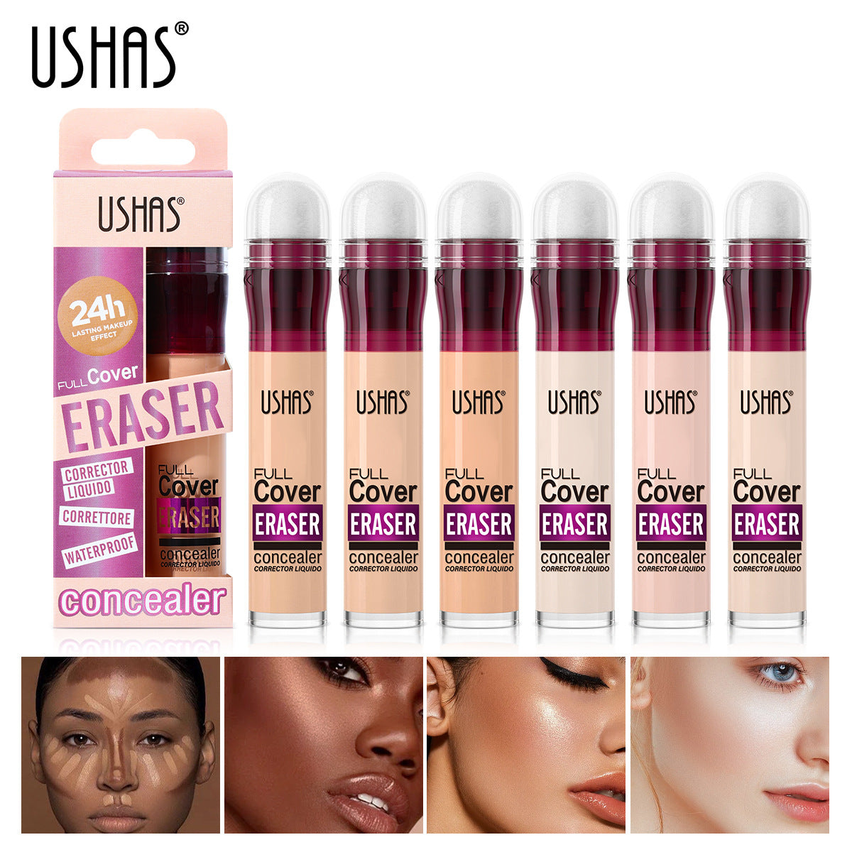 Sponge Tip Foundation, Waterproof Holding Concealer No Makeup, Long Lasting Flawless Coverage, Easy Blend Tool, Portable