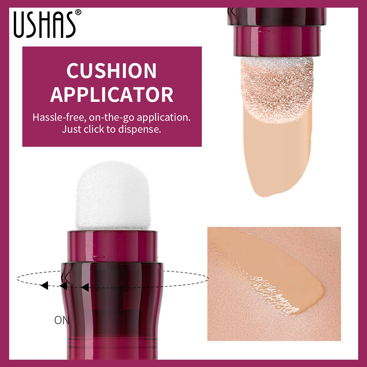 Sponge Tip Foundation, Waterproof Holding Concealer No Makeup, Long Lasting Flawless Coverage, Easy Blend Tool, Portable