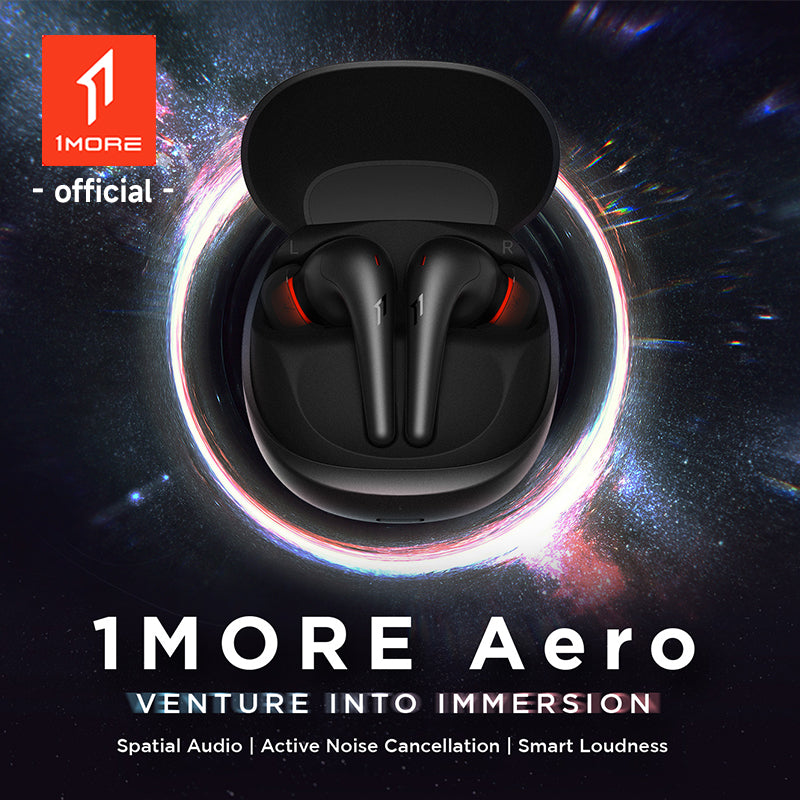 1MORE Aero Ear Buds with ANC, Bluetooth 5.2, Wireless Charging, 28h Battery, Clear Calls, Flash Sale Headset