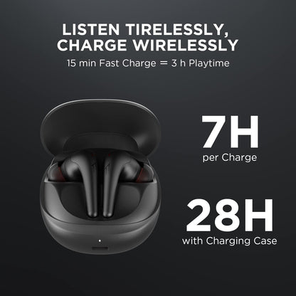 1MORE Aero Ear Buds with ANC, Bluetooth 5.2, Wireless Charging, 28h Battery, Clear Calls, Flash Sale Headset