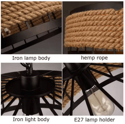 Nordic Vintage Twine Chandelier Adjustable Overhead Lighting For Kitchen Dining Room 2