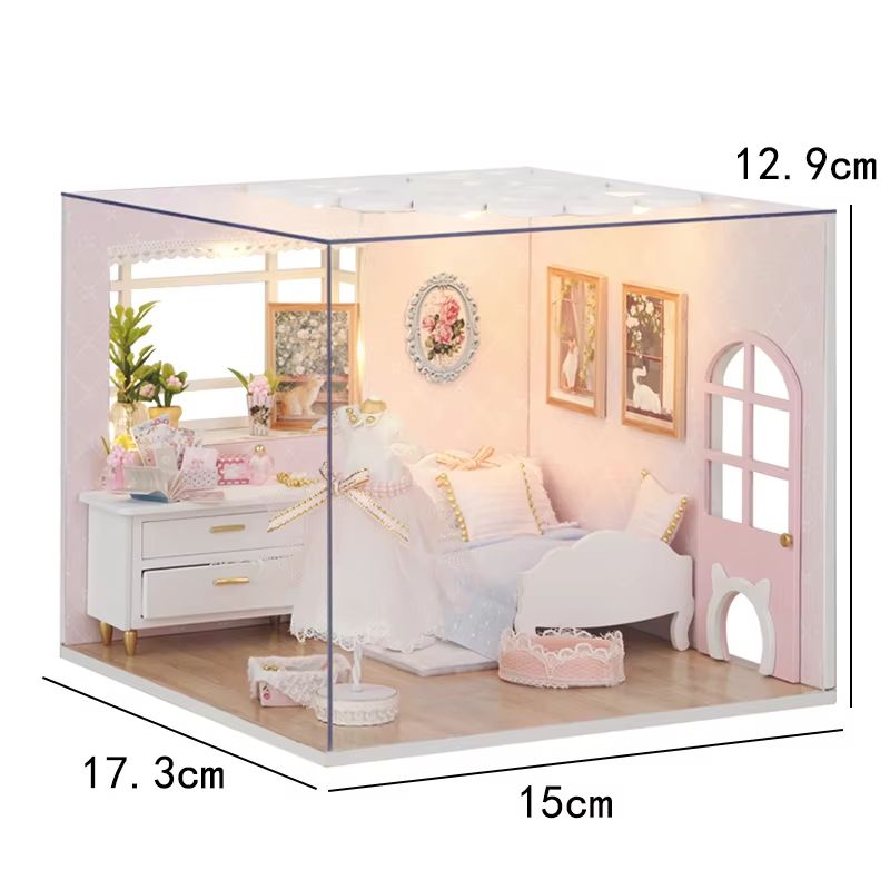 DIY Wooden Mini Dollhouse Kit  3D Puzzle Toy With Furniture For Adults  Kids Room Decor 9